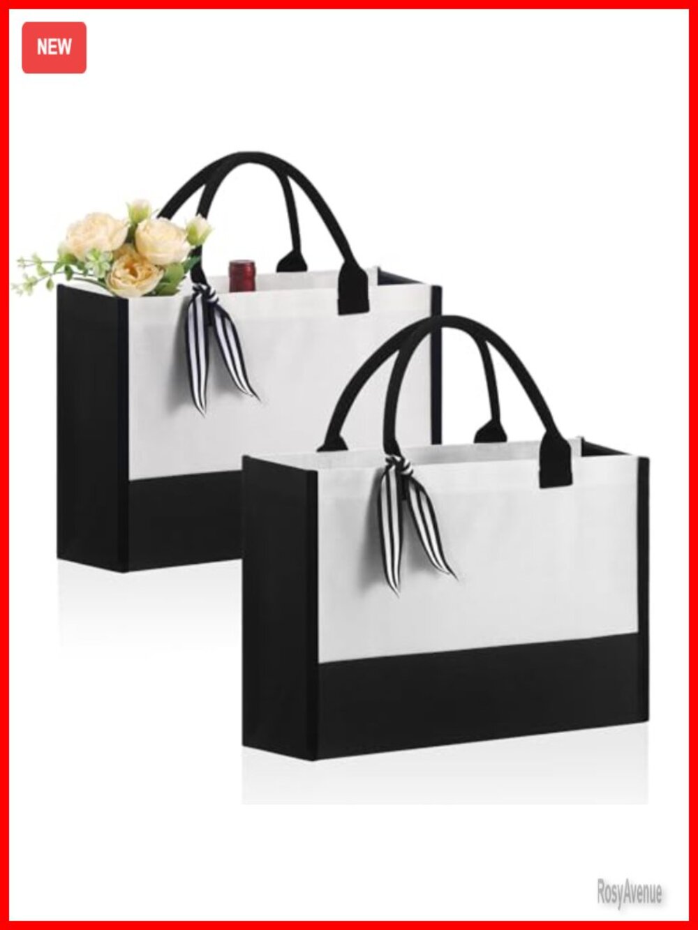 Canvas Tote Bag Set 2 Pack DIY Sublimation Blank Reusable